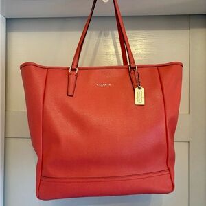 COACH Coarl Saffiano Leather Tote Bag - Signature Charm
